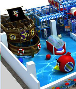 Équipement d'intérieur de terrain de jeu de nouvelle conception à vendre avec la grande piscine de boule et grande glissière trois en plastique dans la ligne