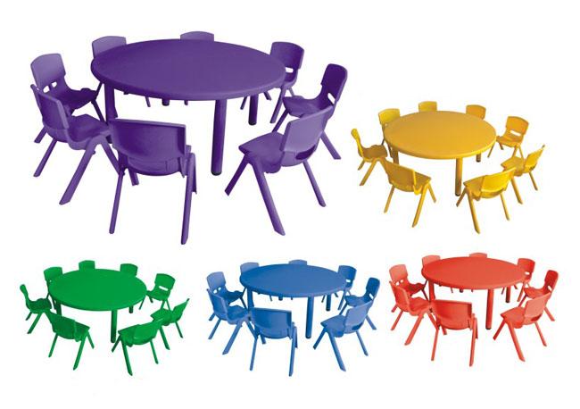 Le plastique rond coloré de jardin d'enfants badine des meubles de Tableau pour la salle de classe de jardin d'enfants avec la racine en caoutchouc pour l'étude