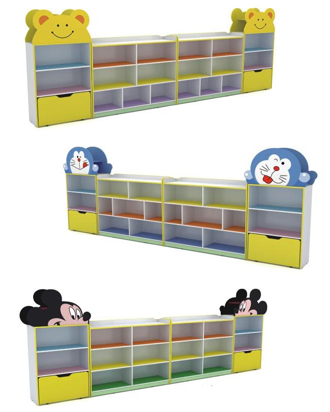 Cabinet coloré de livre d'enfants de meubles de salle de classe de jardin d'enfants de panneau de mélamine