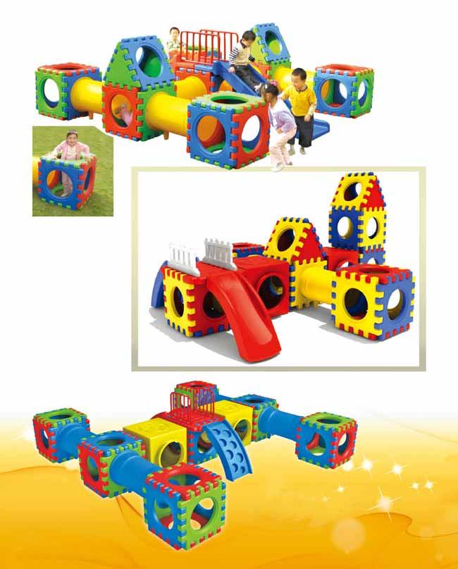 Jouets d'intérieur d'enfants de terrain de jeu de combinaison pour la glissière en plastique de blocs constitutifs de lien