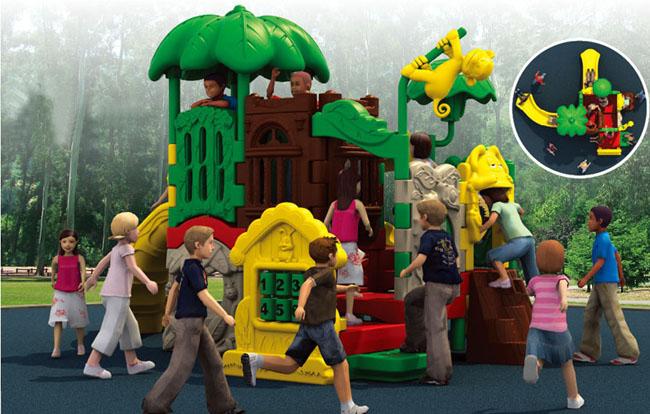 L'arrière-cour d'enfants joue la structure extérieure de jeu de terrain de jeu en plastique d'arrière-cour