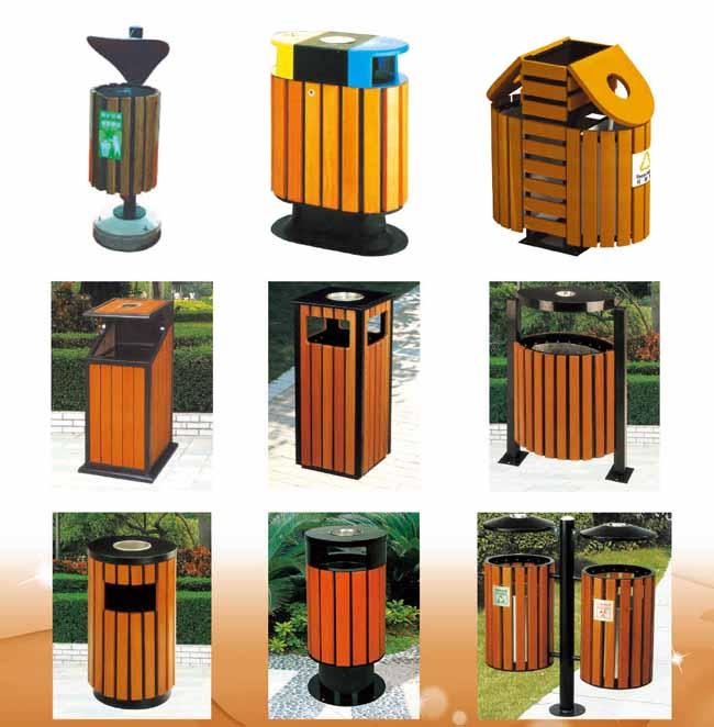 Poubelles en bois d'acier ou de poubelles extérieures solides pour le parc avec le cendrier